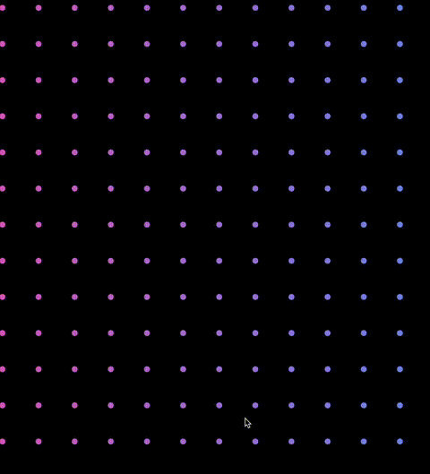 Full-screen dot grid irregularly scales in sync with sound.