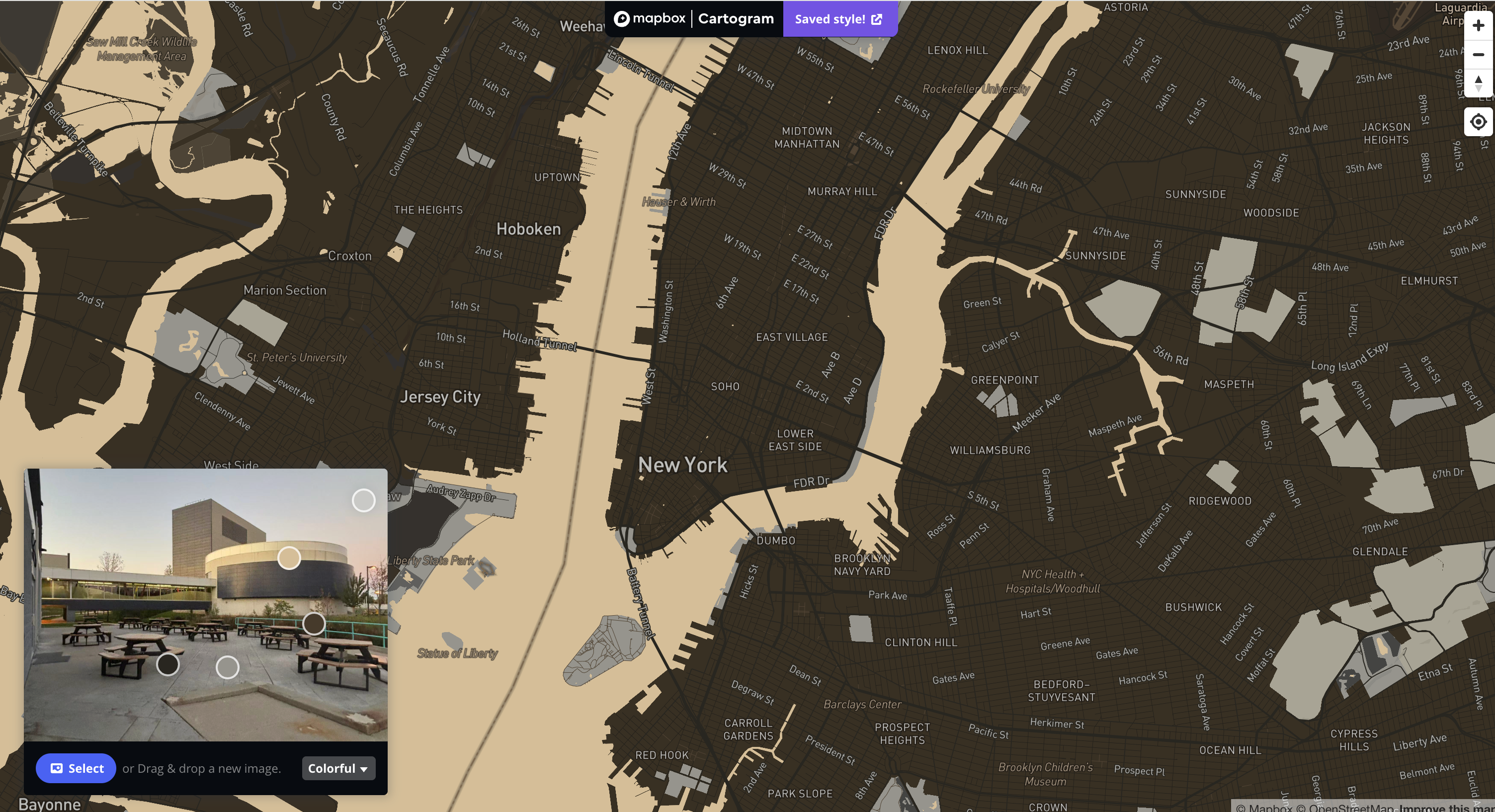 The image used is from Mapbox styling Informed by Spatial Workshop 1
